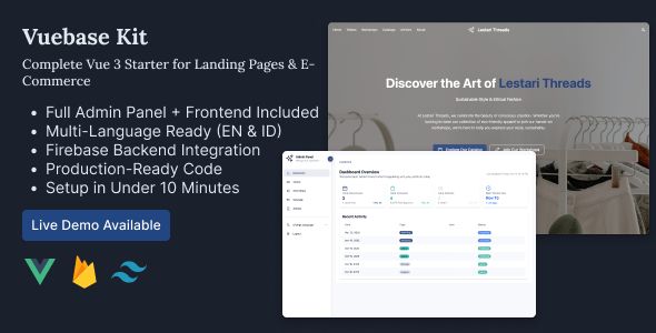 Vuebase Kit: The perfect starter for your Landing Page, and Shop.