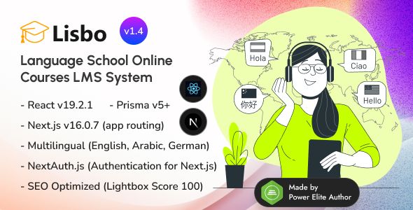 Lisbo &ndash; Next.js 16 Language School Online Courses LMS System