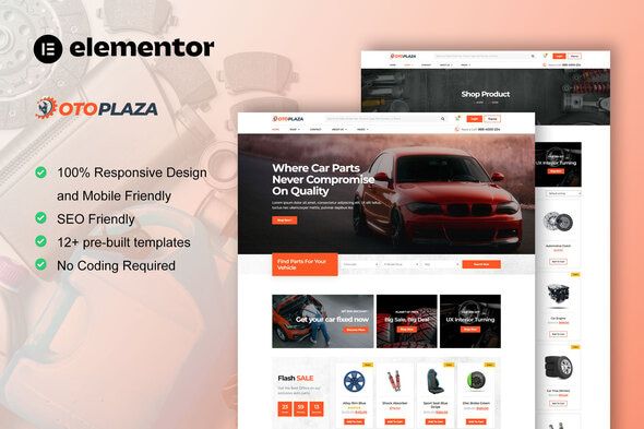 OtoPlaza Auto Parts Store Elementor Pro Template Kit