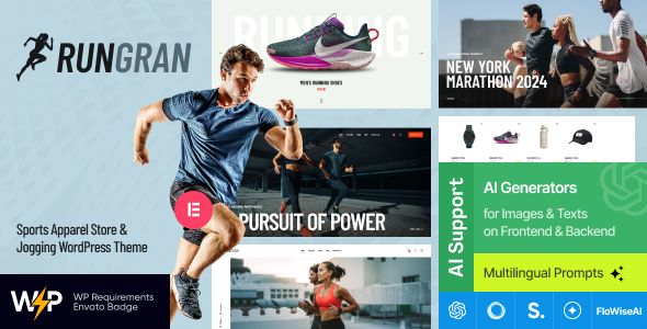 Run Gran - Sports Apparel & Gear Store WordPress Theme Unlimited Sites