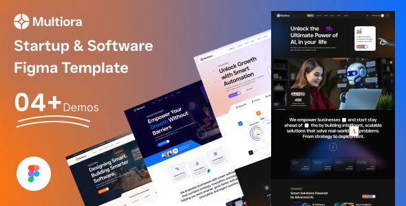 Multiora – Startup, AI, SaaS & Software Figma Template